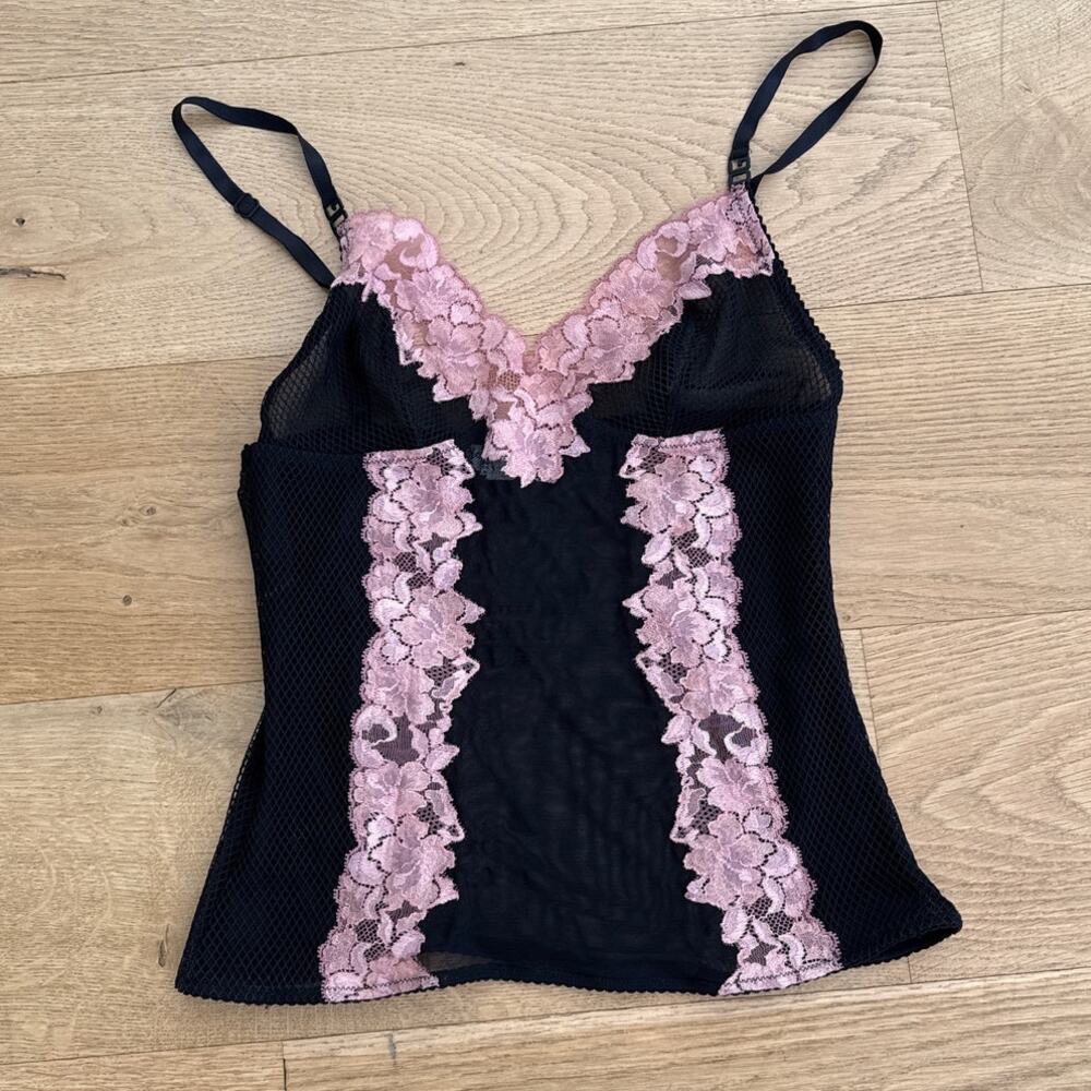 Dolce & Gabanna - Sheer Mesh and Lace Camisole in Black & Pink